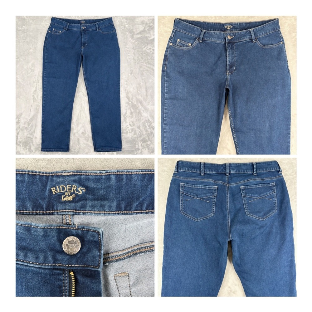 Riders by Lee Jeans Womens 22W M (Fits 38X29) Blue Midrise Skinny Dark Wash